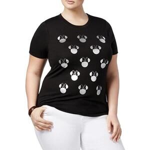 Mighty Fine Womens Plus Size Metallic Graphic T-Shirt Size 1X